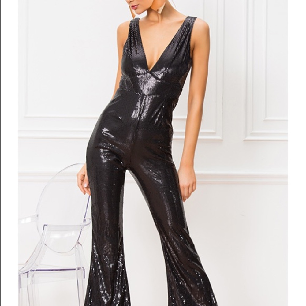 REVOLVE Sequin Jumpsuit in black